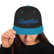 JOAN SEED Black/ Teal Let's Be Superficial Embroidered Snapback Cap
