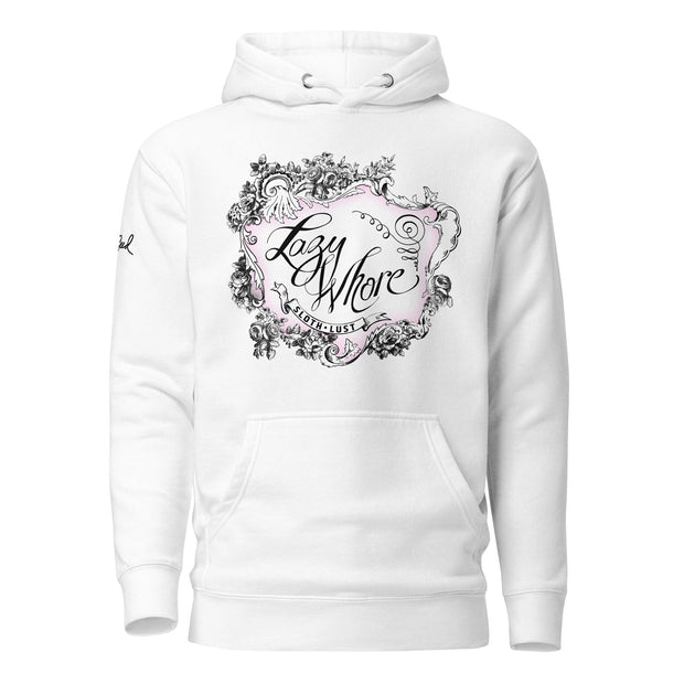JOAN SEED Outerwear White / S Lazy Whore Unisex Midweight Hoodie