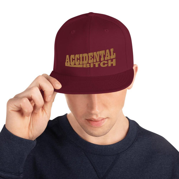 JOAN SEED Maroon Accidental Bitch Embroidered Snapback Cap