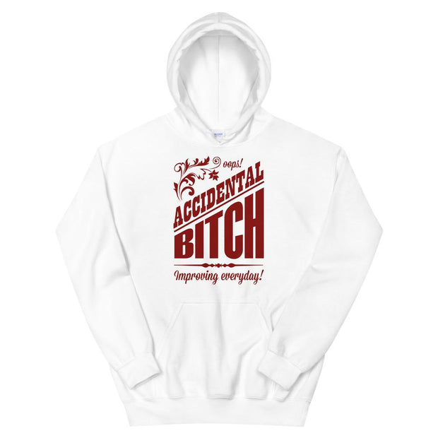 JOAN SEED Art Fashion White / S Accidental Bitch Unisex Midweight Hoodie