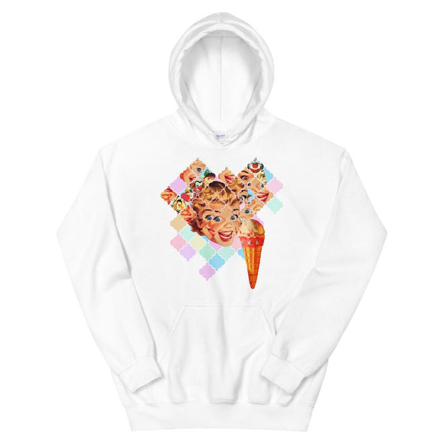 JOAN SEED Art Fashion White / S Clowns of Temptation (Girl) Unisex Midweight Hoodie
