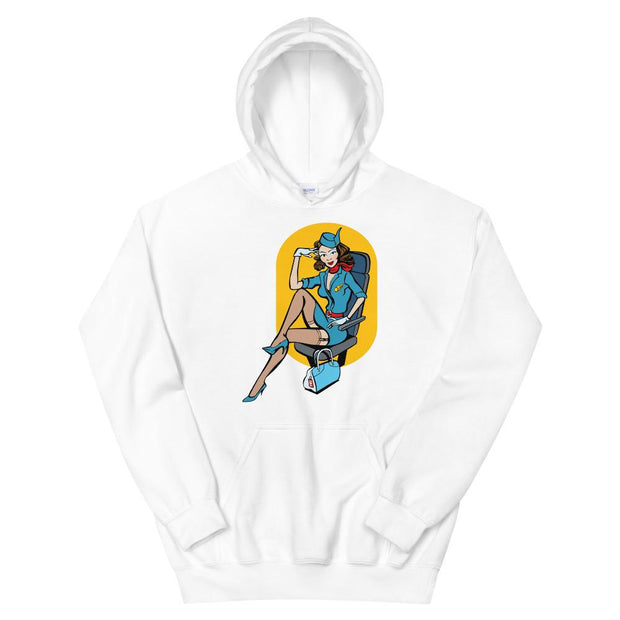 JOAN SEED Art Fashion White / S Cockpit Girl Unisex Midweight Hoodie