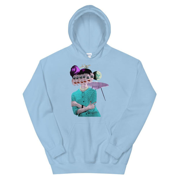 JOAN SEED Art Fashion Light Blue / S Faces Abduction Unisex Midweight Hoodie