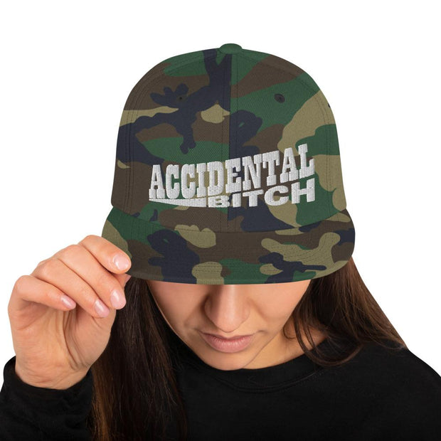 JOAN SEED caps Green Camo Accidental Bitch Embroidered Snapback Cap