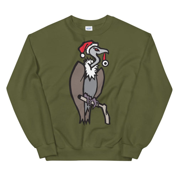 JOAN SEED Military Green / S Christmas Vulture Unisex Midweight Sweatshirt
