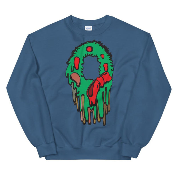 JOAN SEED Indigo Blue / S Christmas Wreath Meltdown Unisex Midweight Sweatshirt