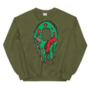 JOAN SEED Military Green / S Christmas Wreath Meltdown Unisex Midweight Sweatshirt