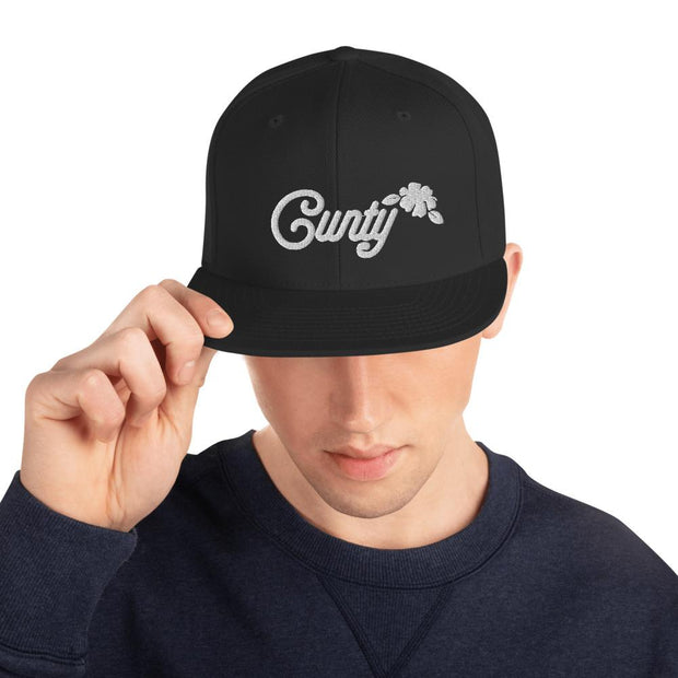 JOAN SEED Black Cunty Embroidered Snapback Cap