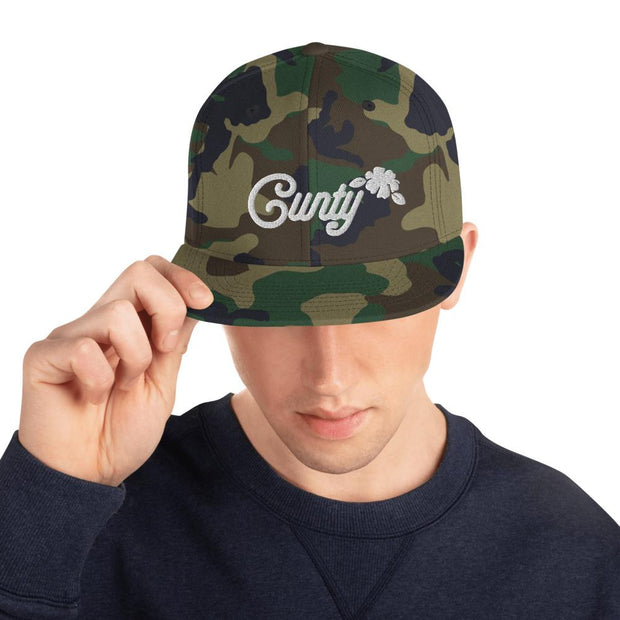 JOAN SEED Green Camo Cunty Embroidered Snapback Cap