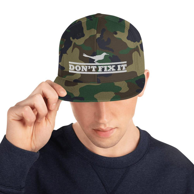 JOAN SEED Green Camo Don't Fix It Embroidered Snapback Cap