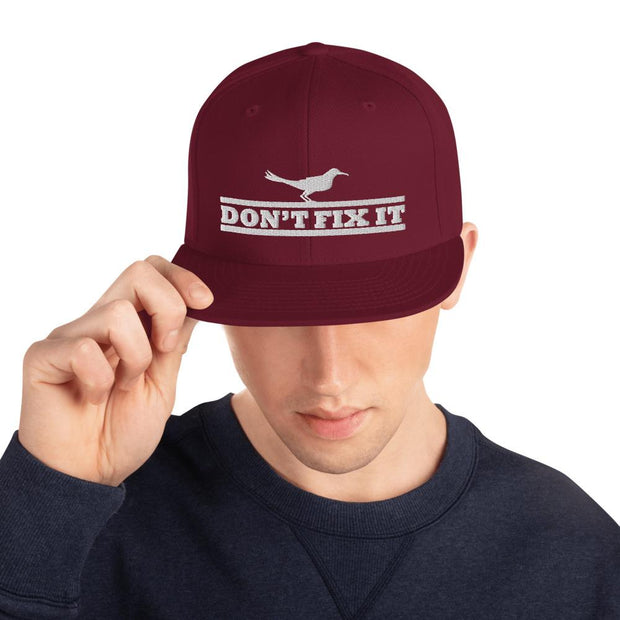 JOAN SEED Maroon Don't Fix It Embroidered Snapback Cap