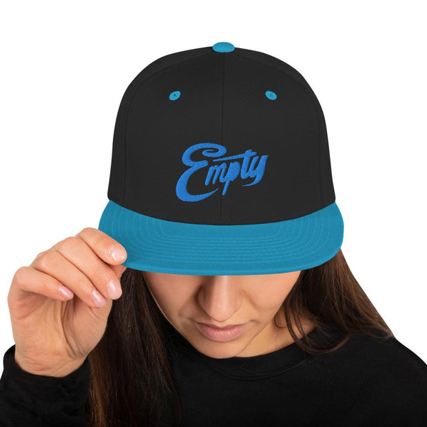 JOAN SEED Black/ Teal Empty Embroidered Snapback Cap