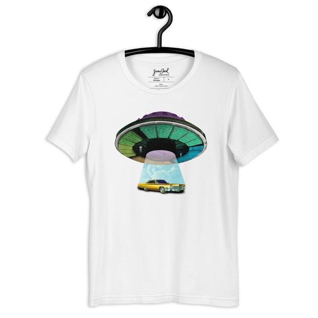 JOAN SEED Graphic T-shirts White / S Cadillac Abduction Unisex Essential Fit Crew Neck T-Shirt