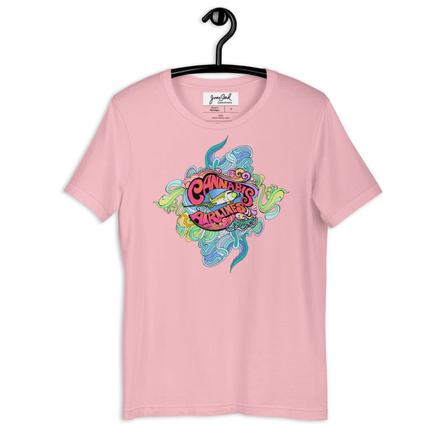 JOAN SEED Graphic T-shirts Pink / S Cannabis Airlines Unisex Essential Fit Crew Neck T-Shirt