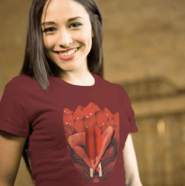 JOAN SEED Graphic T-shirts Cherry Surprise Unisex Essential Fit Crew Neck T-Shirt