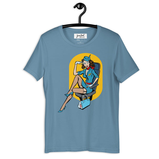 JOAN SEED Graphic T-shirts Steel Blue / S Cockpit Girl Unisex Essential Fit Crew Neck T-Shirt