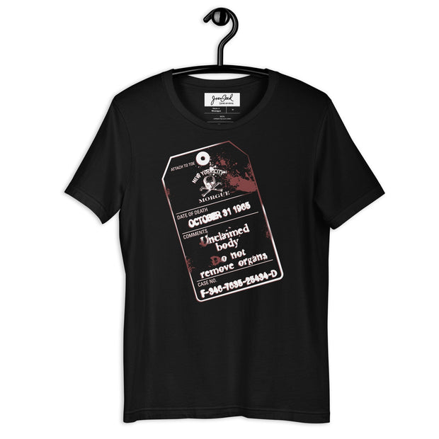 JOAN SEED Graphic T-shirts Black / S Morgue Tag Unisex Essential Fit Crew Neck T-Shirt