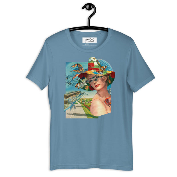JOAN SEED Graphic T-shirts Steel Blue / S Roadtrip Fascinator Unisex Essential Fit Crew Neck T-Shirt