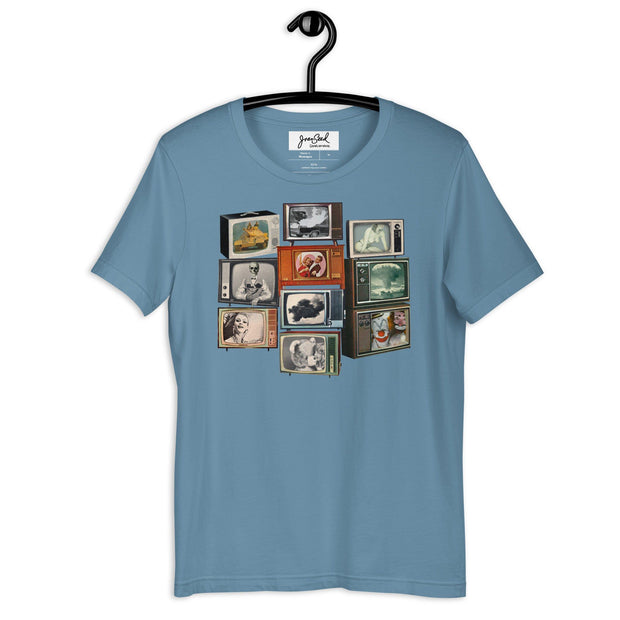 JOAN SEED Graphic T-shirts Steel Blue / S Television Fascinator Unisex Essential Fit Crew Neck T-Shirt