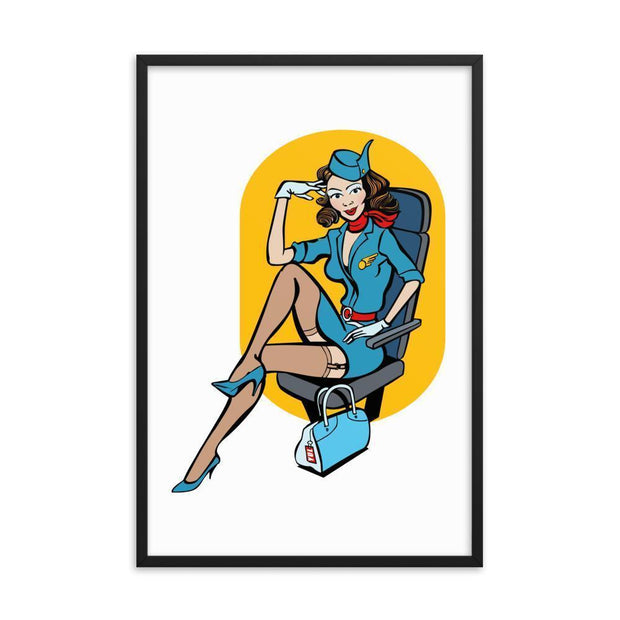 JOAN SEED Illustrations and Posters Framed 24×36" Cockpit Girl Poster (Canvas available)