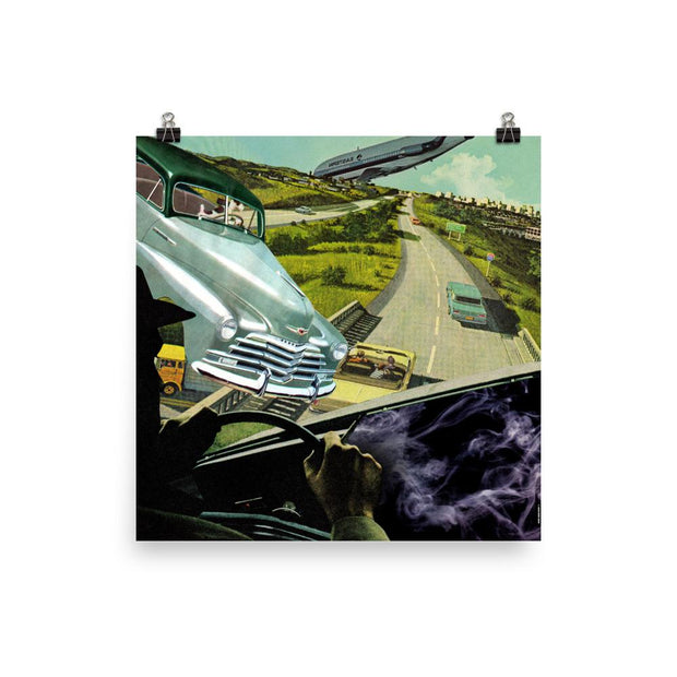 JOAN SEED Illustrations and Posters Poster 18x18" Time Slip Over Interstate 420 Poster