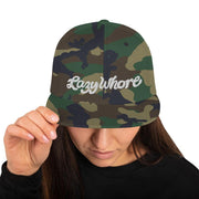 JOAN SEED Green Camo Lazy Whore Embroidered Snapback Cap