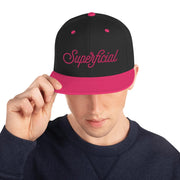 JOAN SEED Black/ Neon Pink Let's Be Superficial Embroidered Snapback Cap