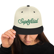 JOAN SEED Natural/ Black Let's Be Superficial Embroidered Snapback Cap