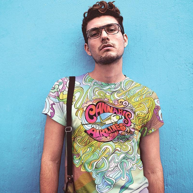 JOAN SEED Men’s art fashion Cannabis Airlines Men’s Print T-Shirt