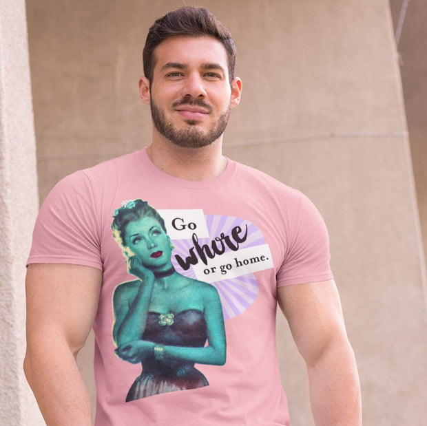 JOAN SEED Men’s art fashion Go Whore Men's Essential Fit Crew Neck T-Shirt