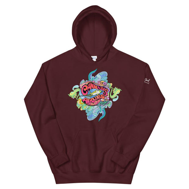 JOAN SEED Outerwear Maroon / S Cannabis Airlines Unisex Midweight Hoodie