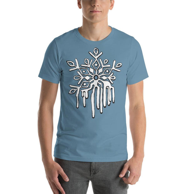 JOAN SEED Shirts & Tops Steel Blue / S Snowflake Meltdown Men's Essential Fit Crew Neck T-Shirt